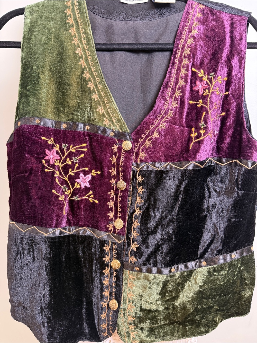 ✨Vintage White Stag Velvet Patchwork Vest M Goblincore Whimsygoth